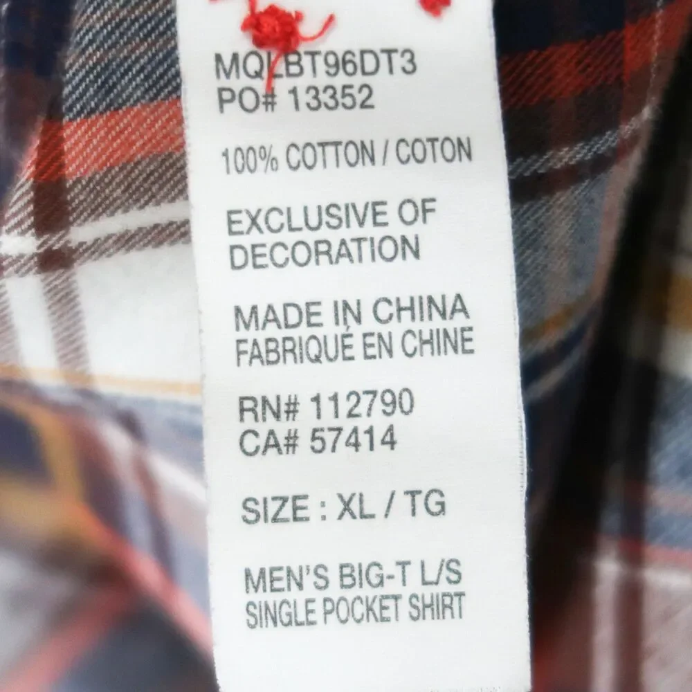 True Religion‎ Mens Button Up Shirt XL Plaid Orange Brown Cowboy Western